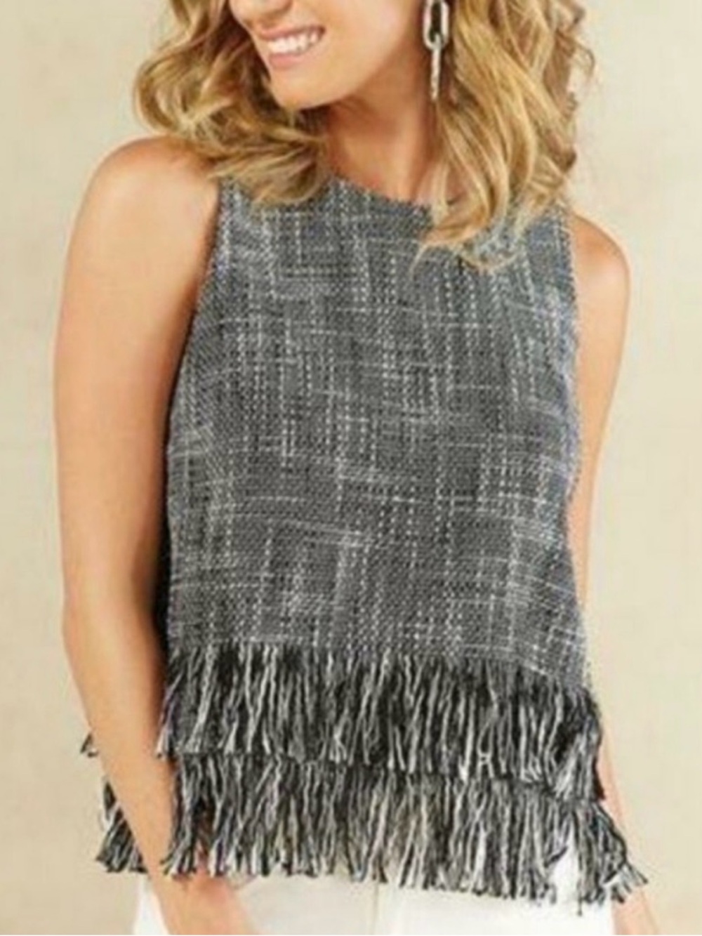 Mudpie River Fringe Tank Black